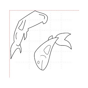 Vyřezávací šablona - dino - ryba 2x