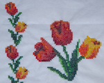 Křížková výšivka - tulipán a  tulipán lem