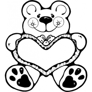Vyřezávací šablona - Medvídek se srdcem - kreslení