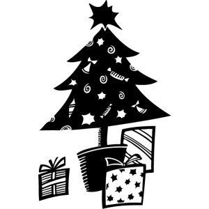 Vyřezávací šablona - Vánoční stromeček s dárky